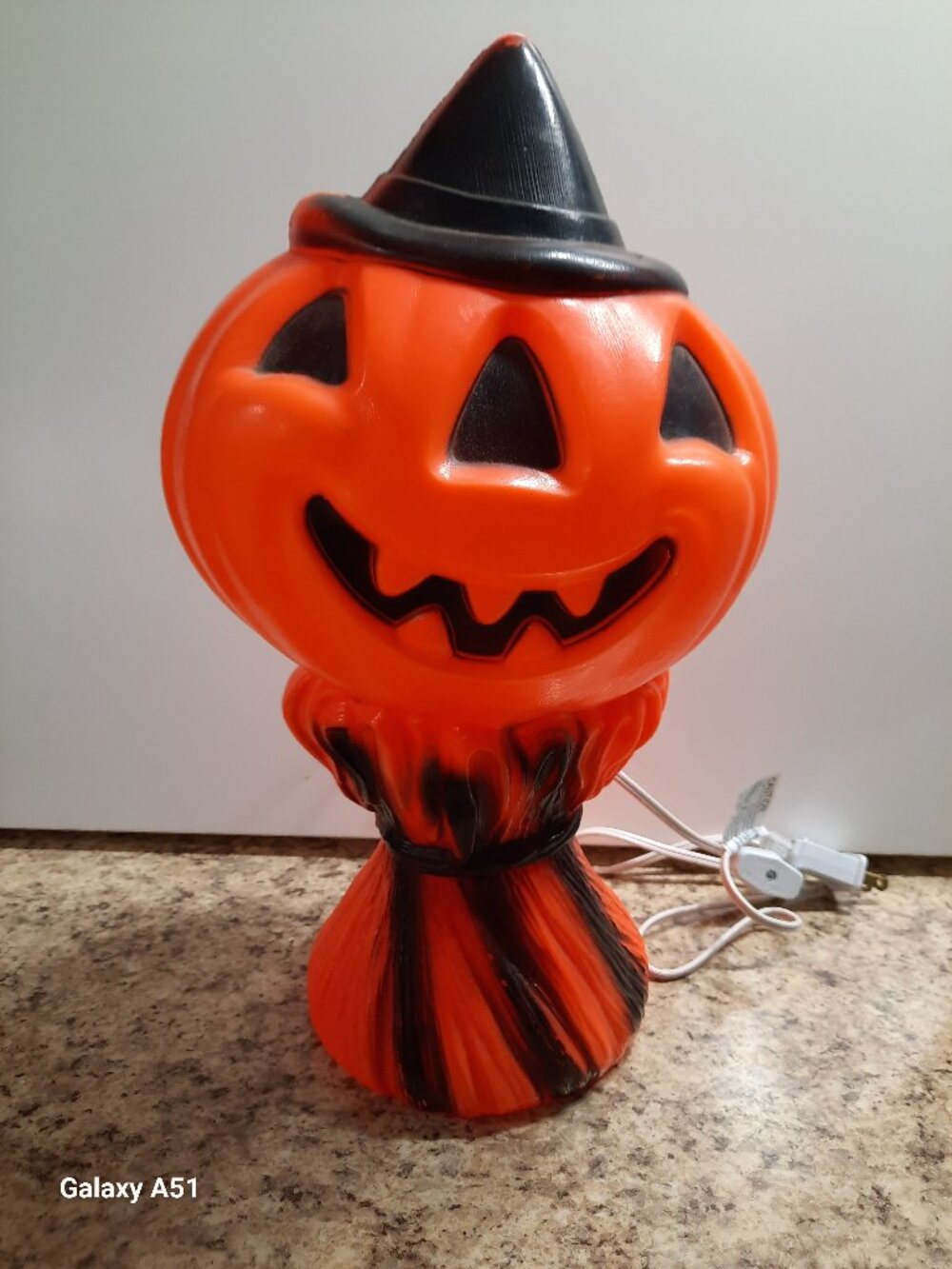 Vintage 1969 Empire Halloween Blow Mold Pumpkin Witch Hat Lighted 14" USA